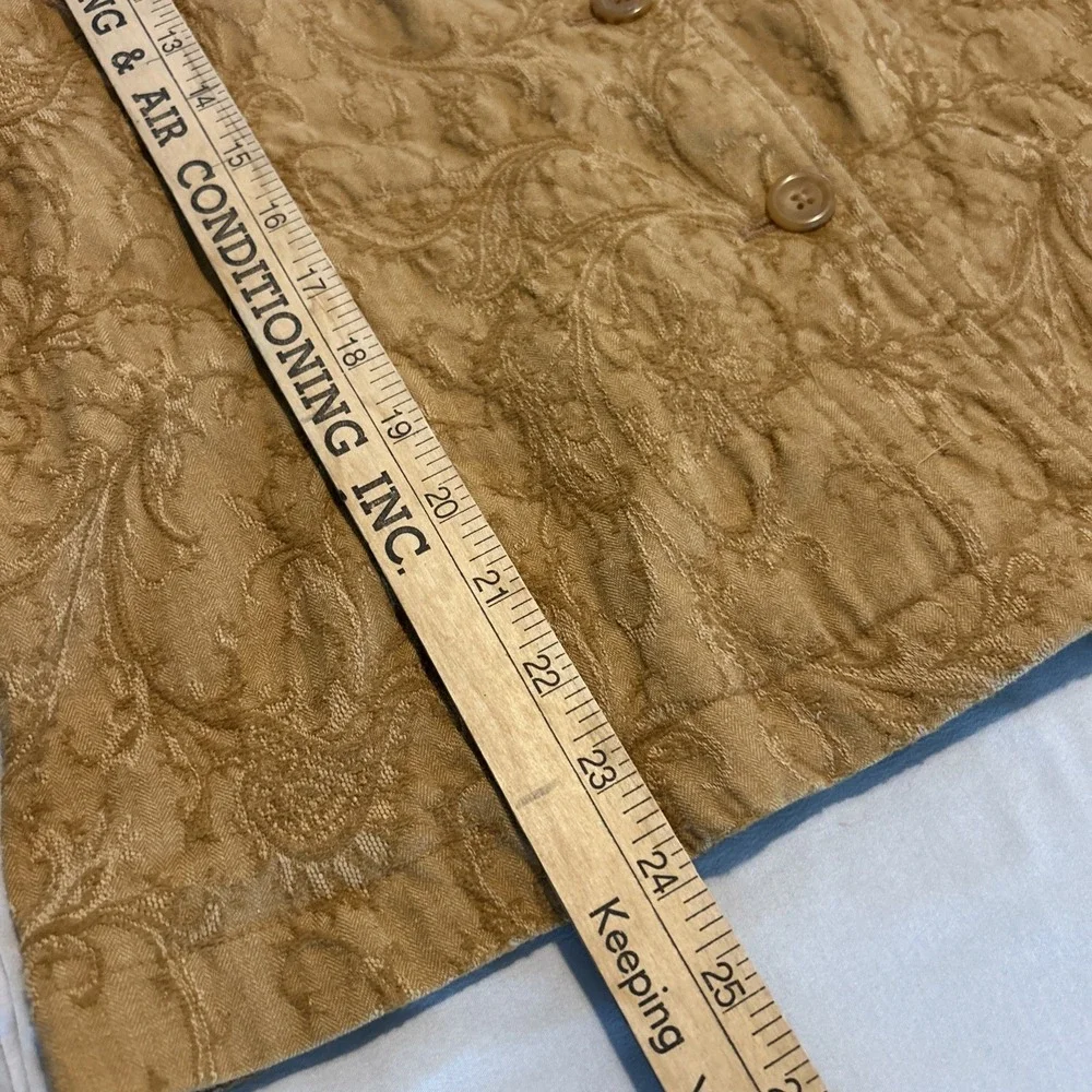 Cold Water Creek Women's M Cottage Cove Caramel Yellow Textured Button Up Jacket